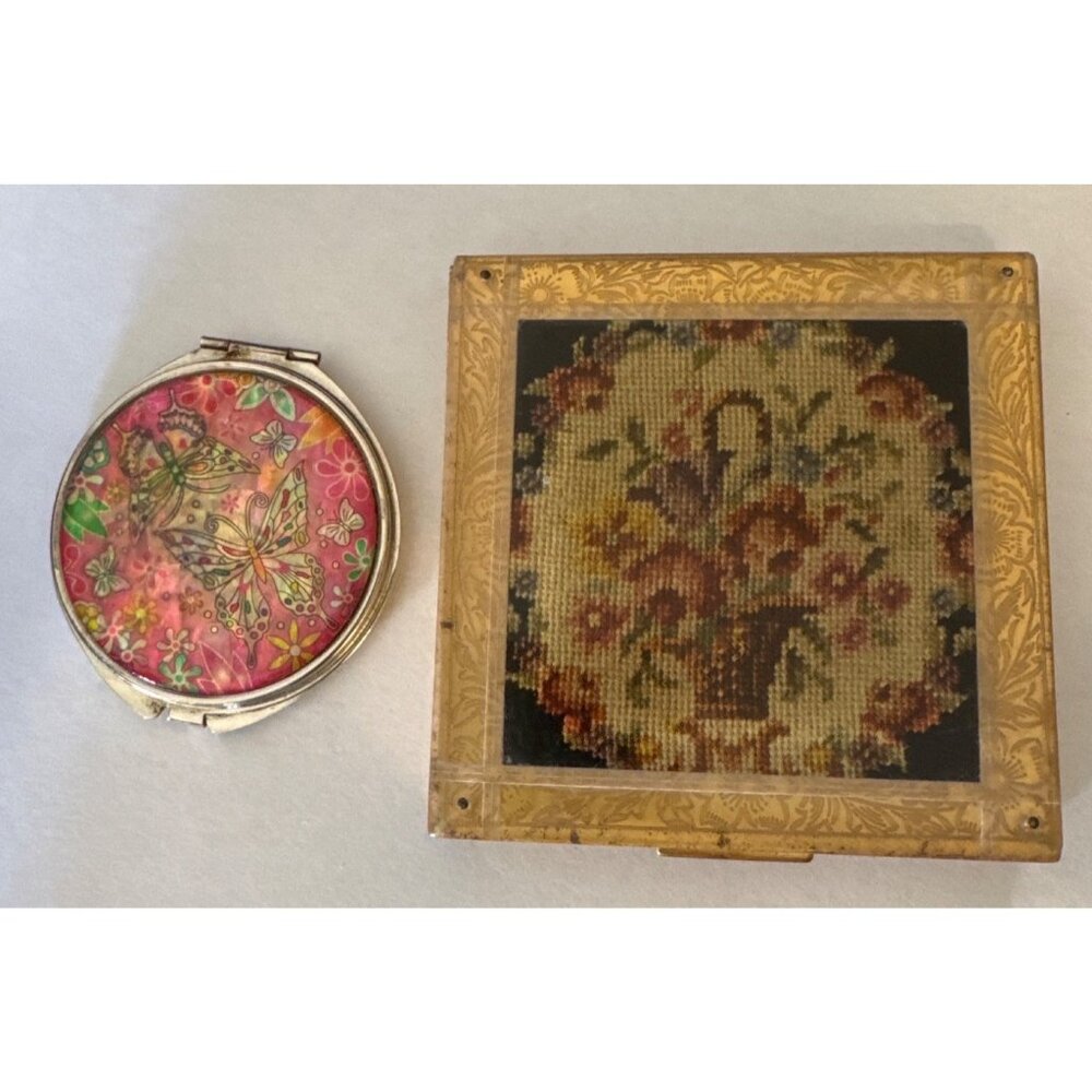 2 Vintage Compacts Korean Mother of Pearl & Rex Fifth Avenue
